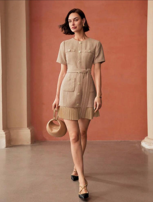 Taupe tweed dress