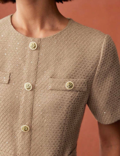 Taupe tweed dress