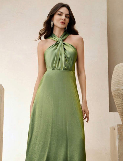 Lime Silky halter dress 12 mayo