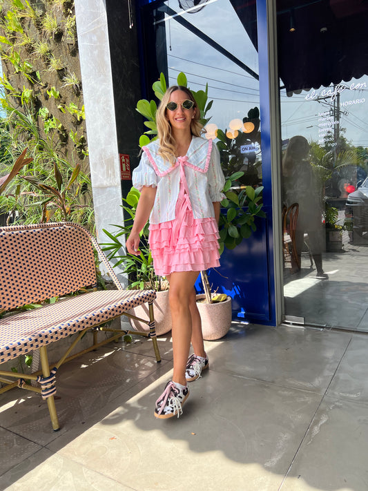 Pink ema ruffled skort