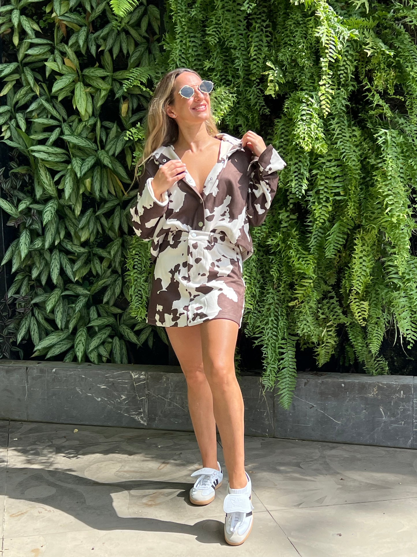 Printed cow skirt & shirt set