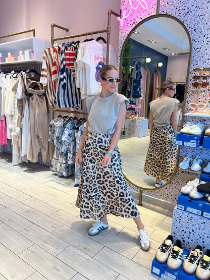 Leopard midi skirt