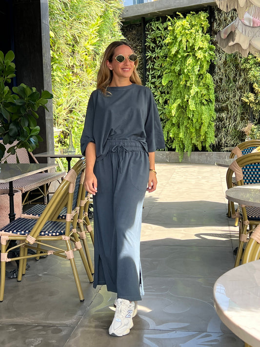 Blue  skirt & top Tzniut PIMA COTTON set de viaje