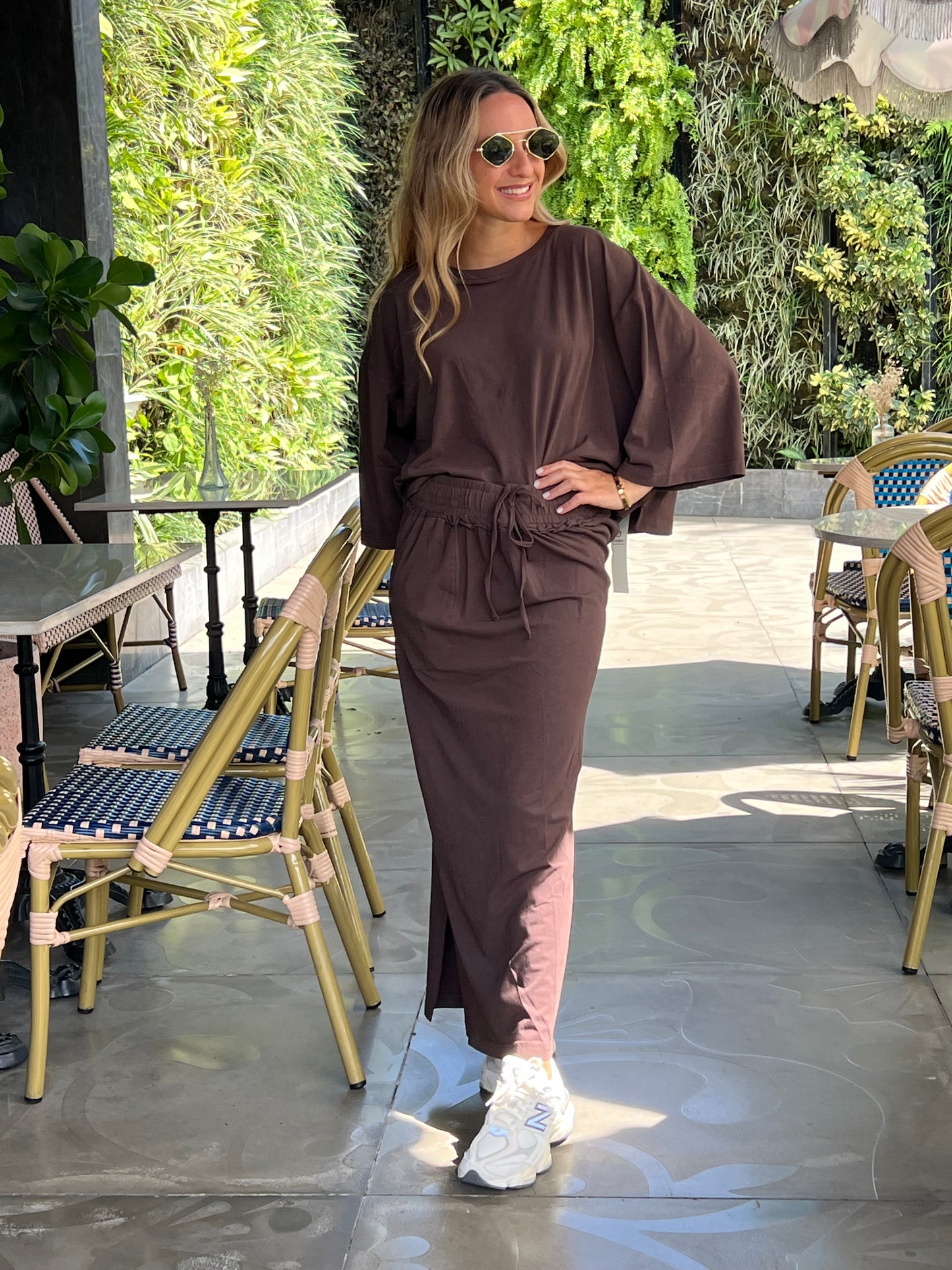 Coffee Tzniut skirt & top PIMA COTTON set de viaje