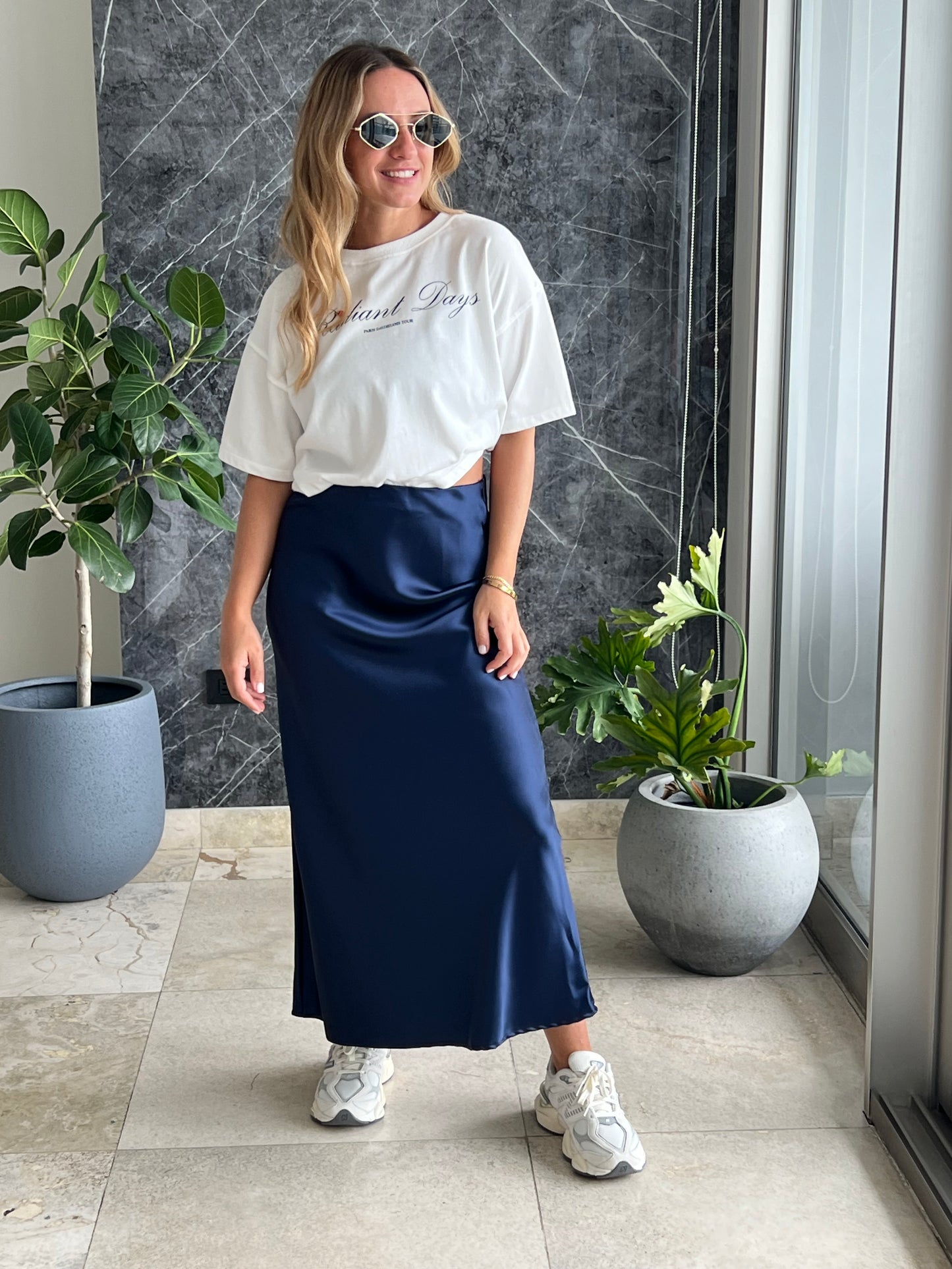 Navy Silky skirt