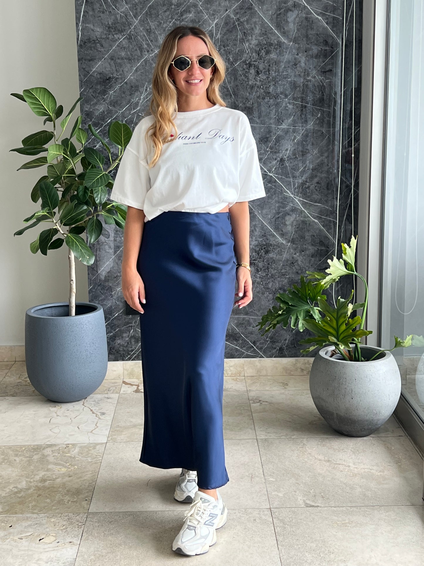 Navy Silky skirt