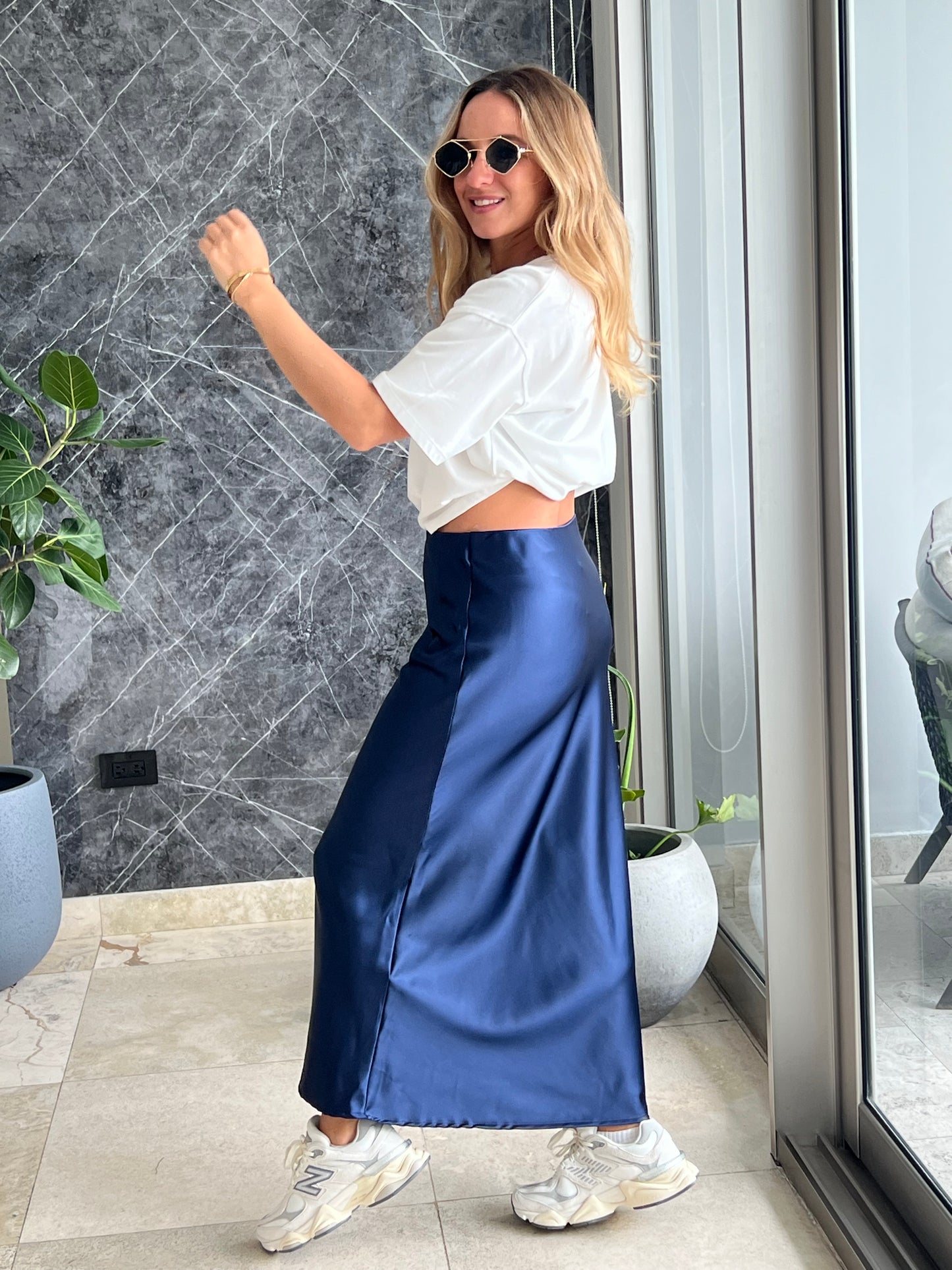 Navy Silky skirt
