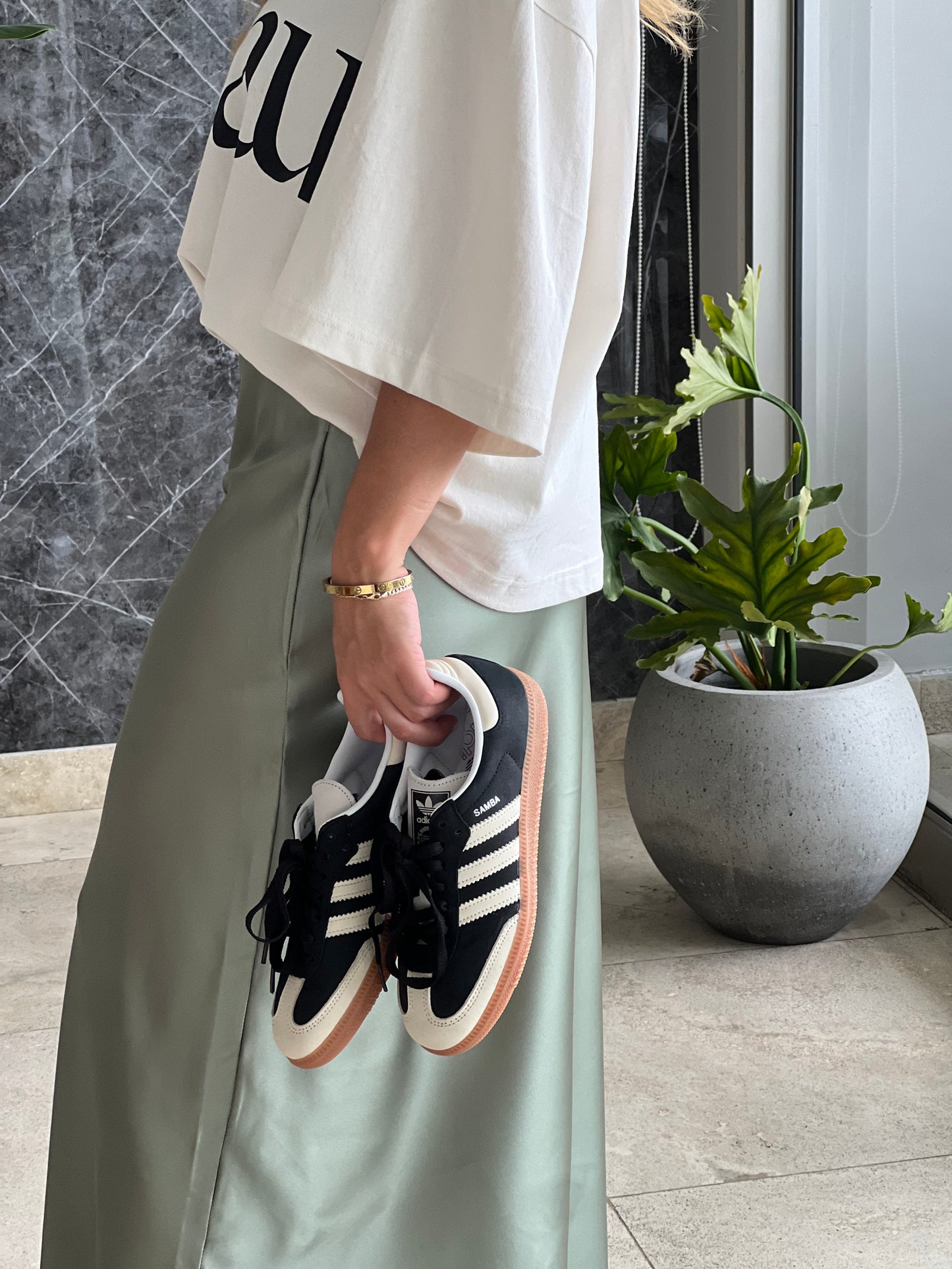 Sage Silky midi skirt