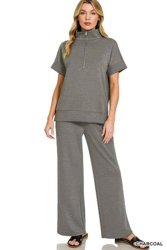 Dark grey Collared zipper set de viaje 13 abril