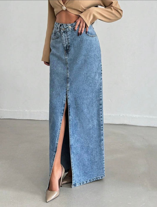 Criss cross denim skirt 15 mayo