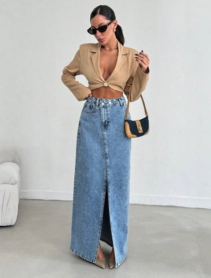 Criss cross denim skirt 15 mayo