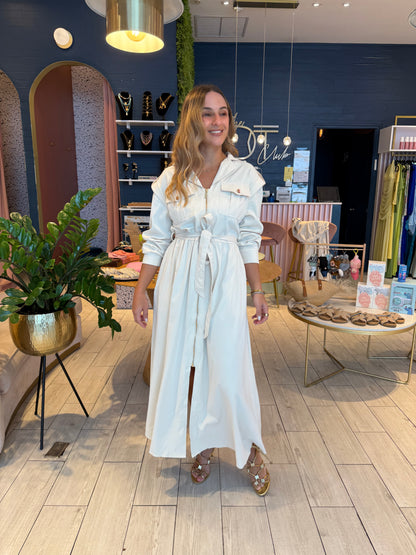 Ivory stiched utility dress