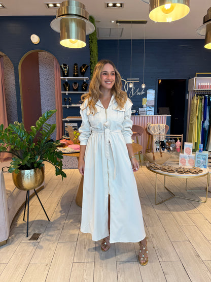 Ivory stiched utility dress