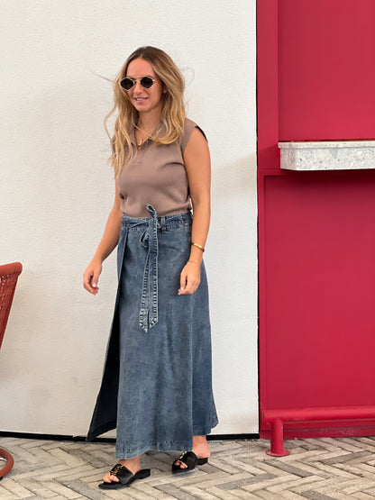 Wrap denim skirt