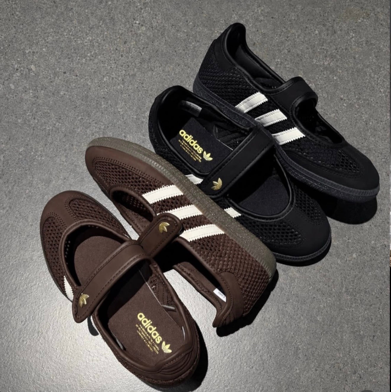 Brown mesh Mary Jane sambas