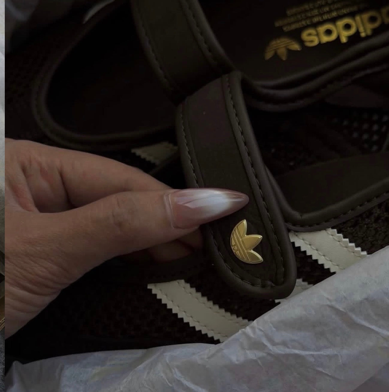 Brown mesh Mary Jane sambas