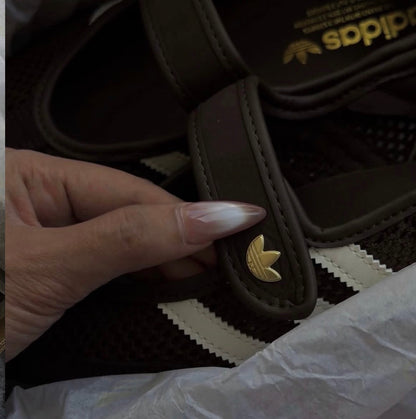 Brown mesh Mary Jane sambas