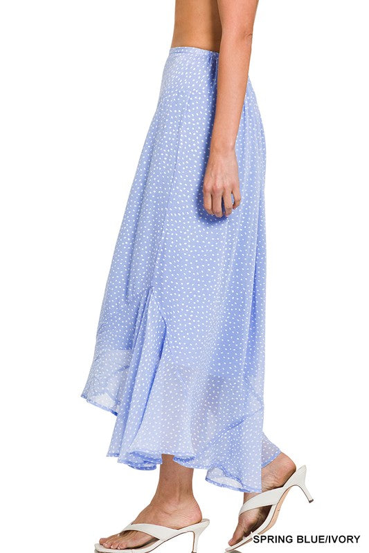 Blue light mini polka dots midi skirt 12 nov