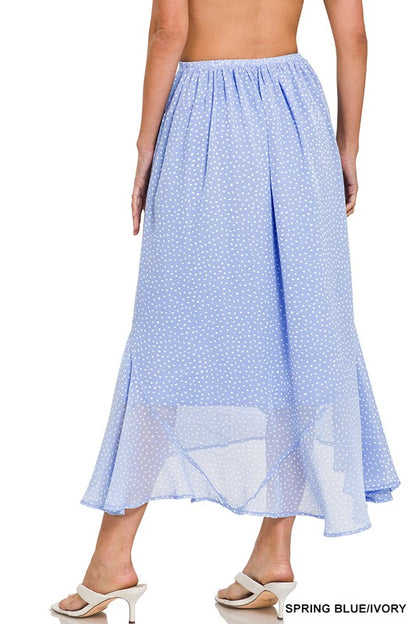 Blue light mini polka dots midi skirt 12 nov