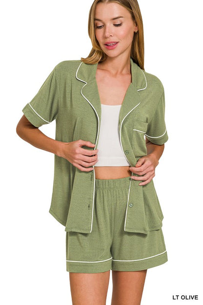 Olive pijama shorts set 12 nov
