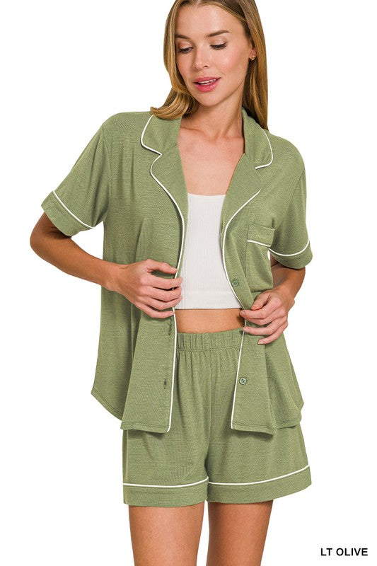 Olive pijama shorts set 12 nov