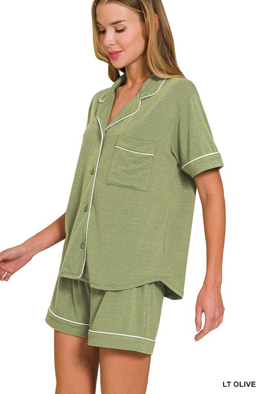Olive pijama shorts set 12 nov