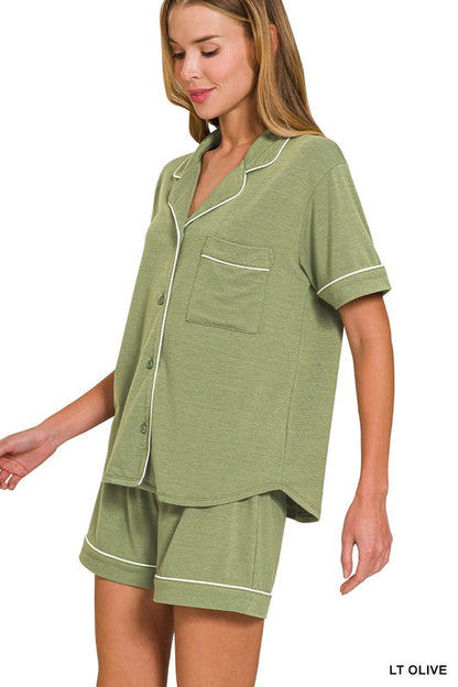 Olive pijama shorts set 12 nov