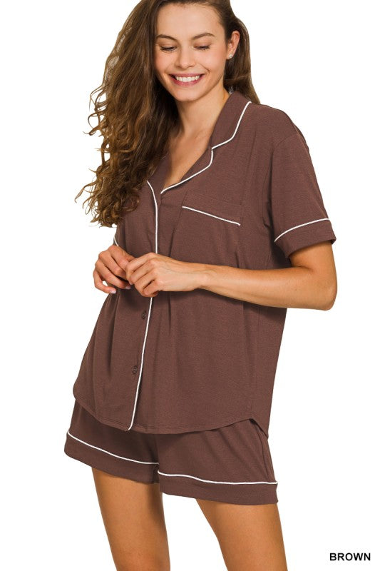 Brown pijama short set 12 nov