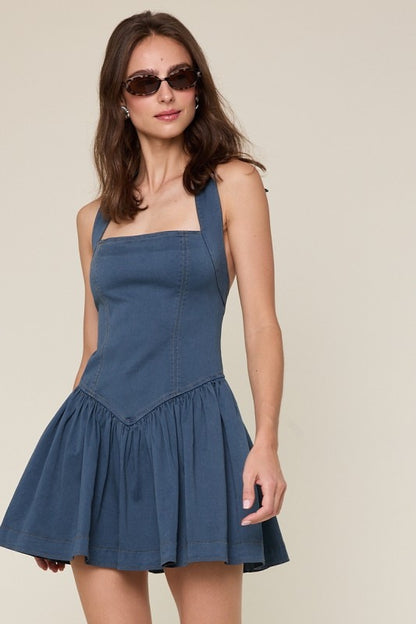 Denim ruffled Dress 16 nov