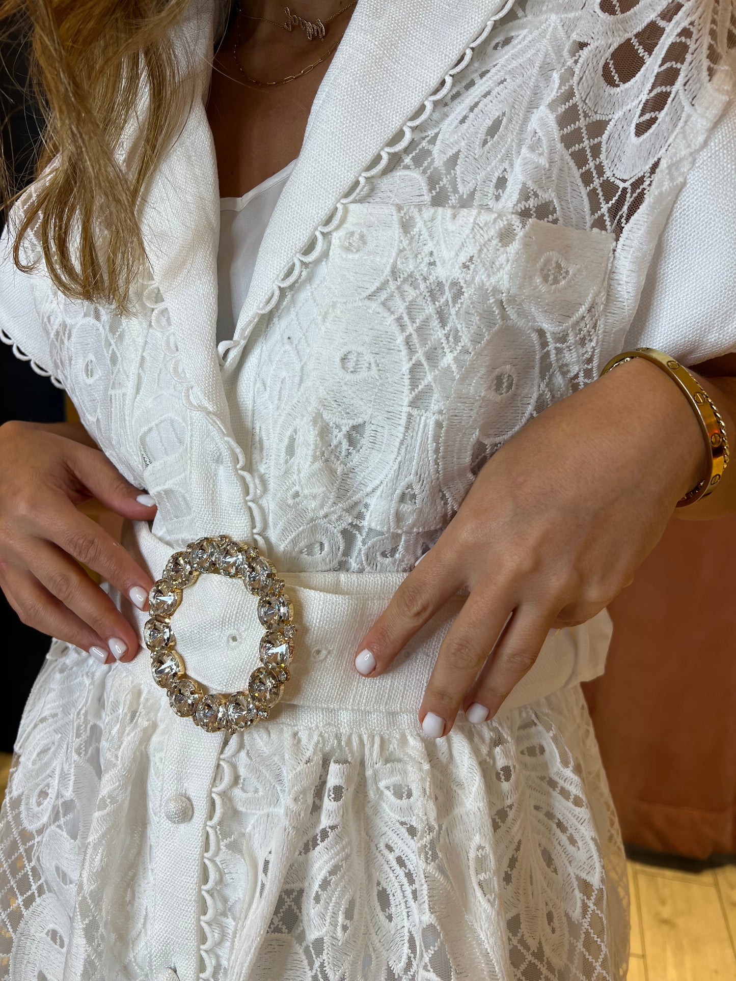 white lace mini dress