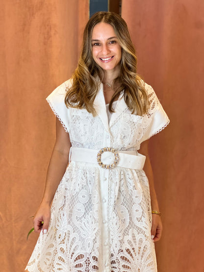 white lace mini dress