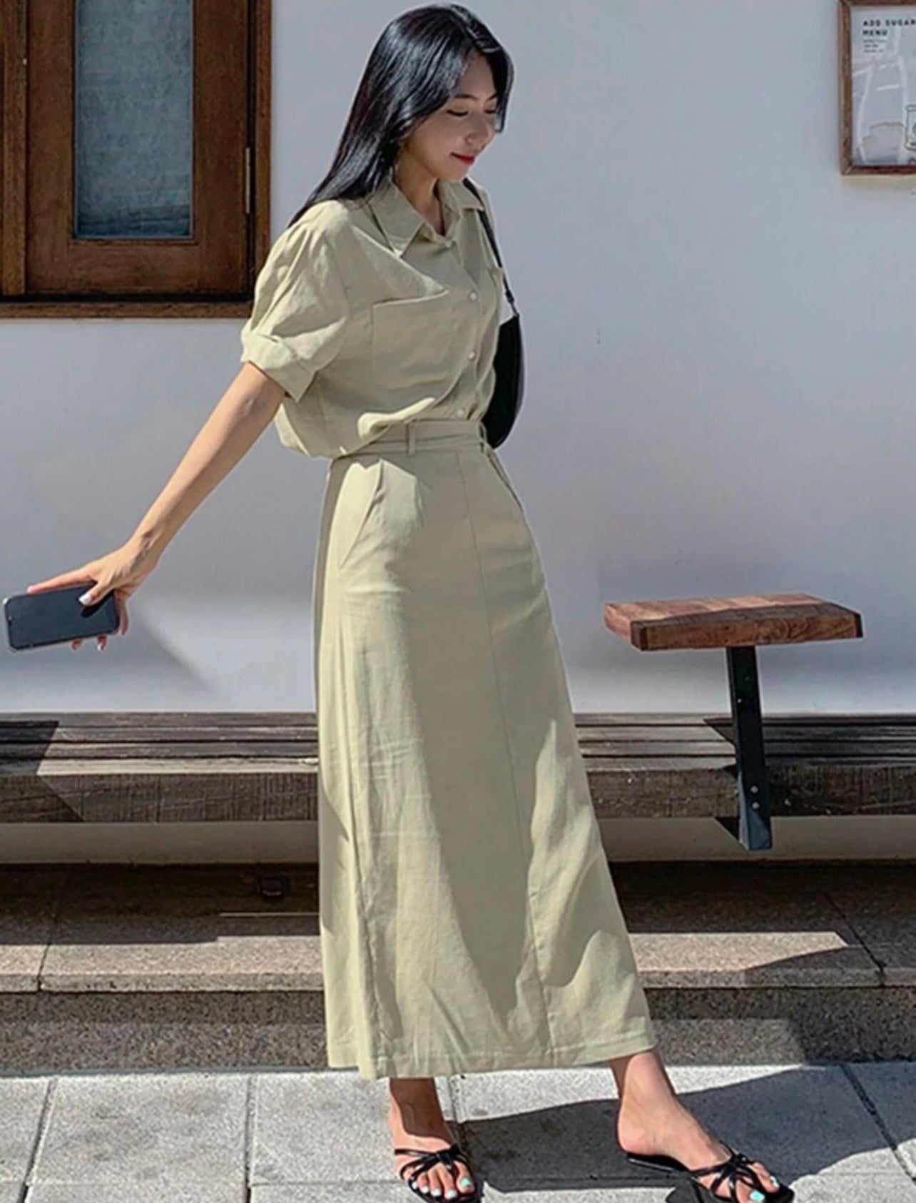 Sage skirt set