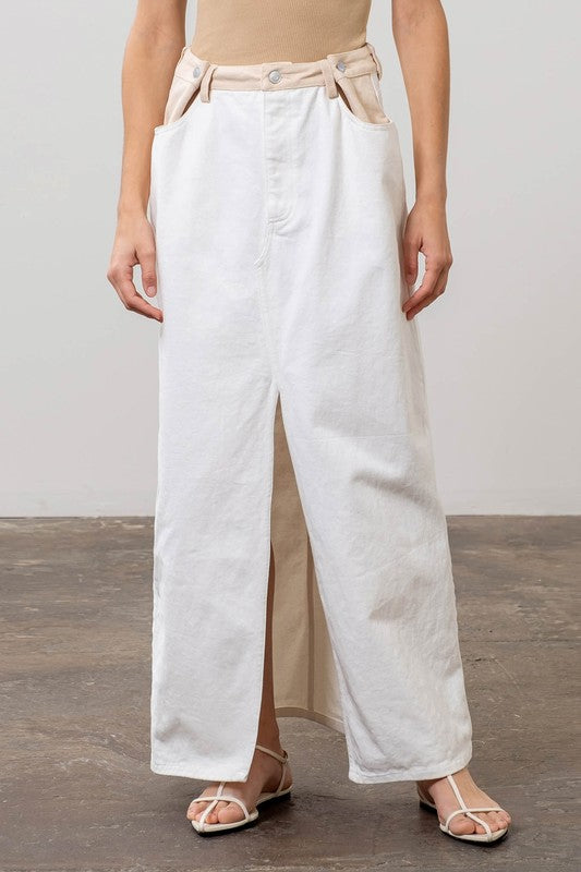 White & Nude denim midi skirt 25 enero