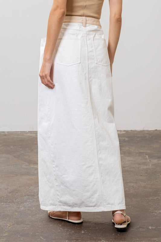 White & Nude denim midi skirt 25 enero