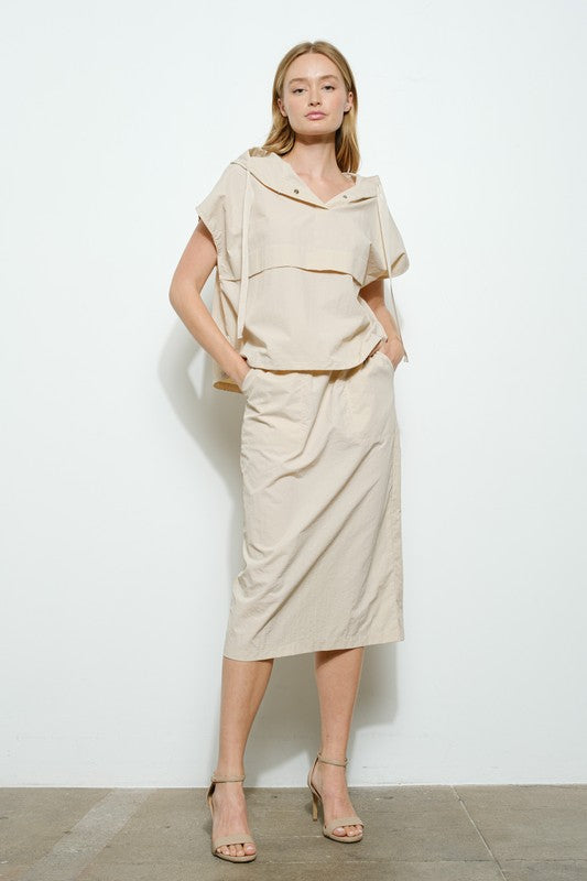 Nude hoddie & tzniut skirt set