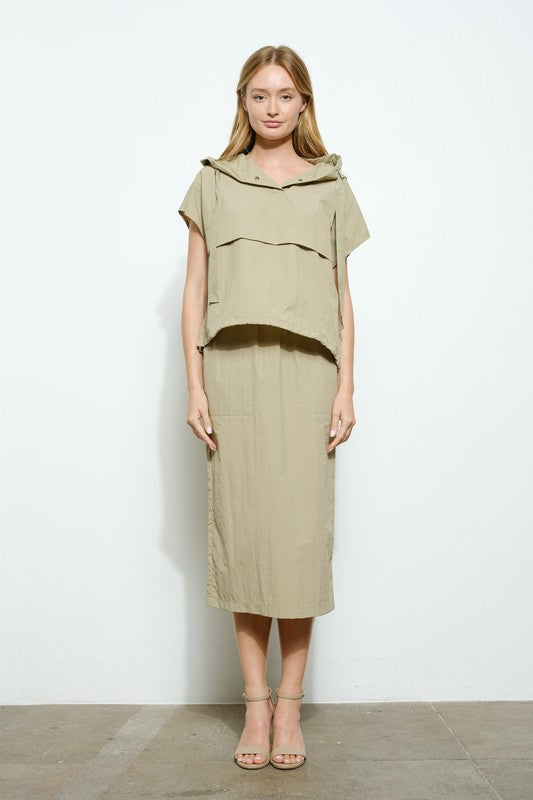 Olive hoddie tzniut skirt set