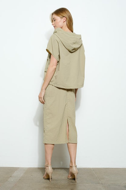 Olive hoddie tzniut skirt set