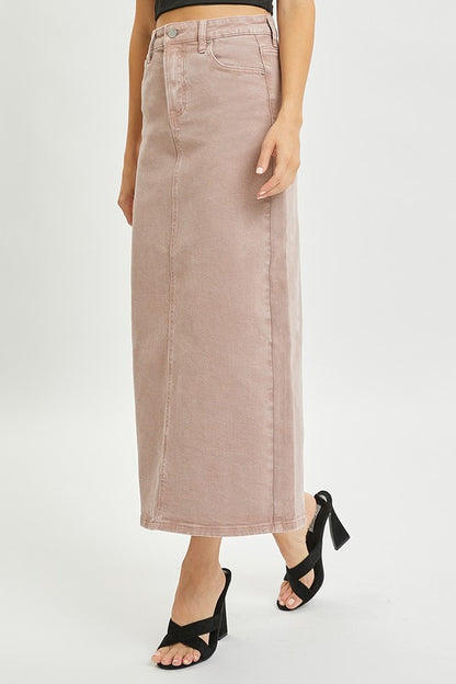 Pink denim midi skirt 26 enero
