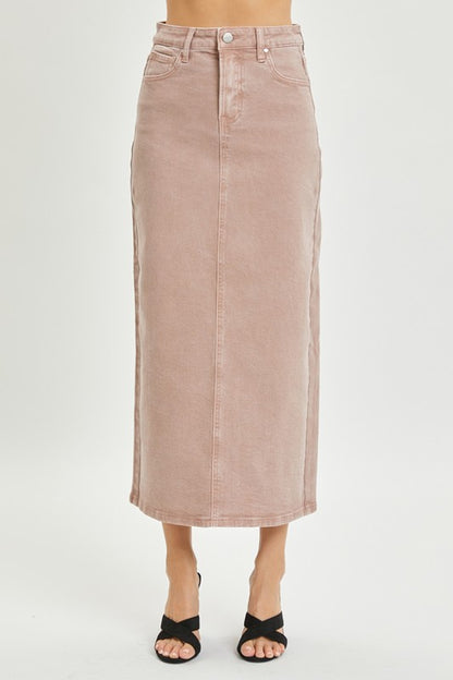 Pink denim midi skirt 26 enero