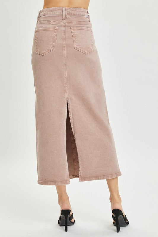 Pink denim midi skirt 26 enero