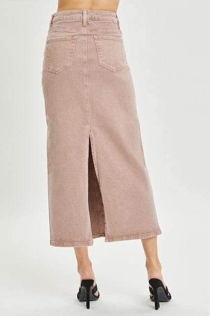 Pink denim midi skirt 26 enero