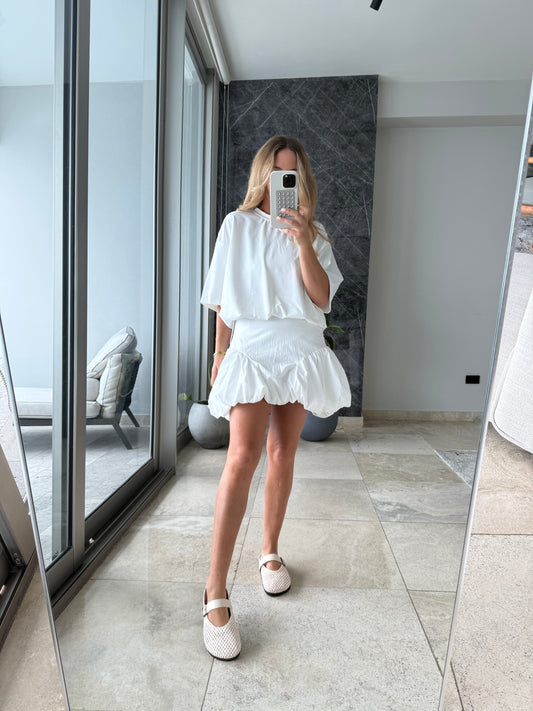 White bubble tshirt dress