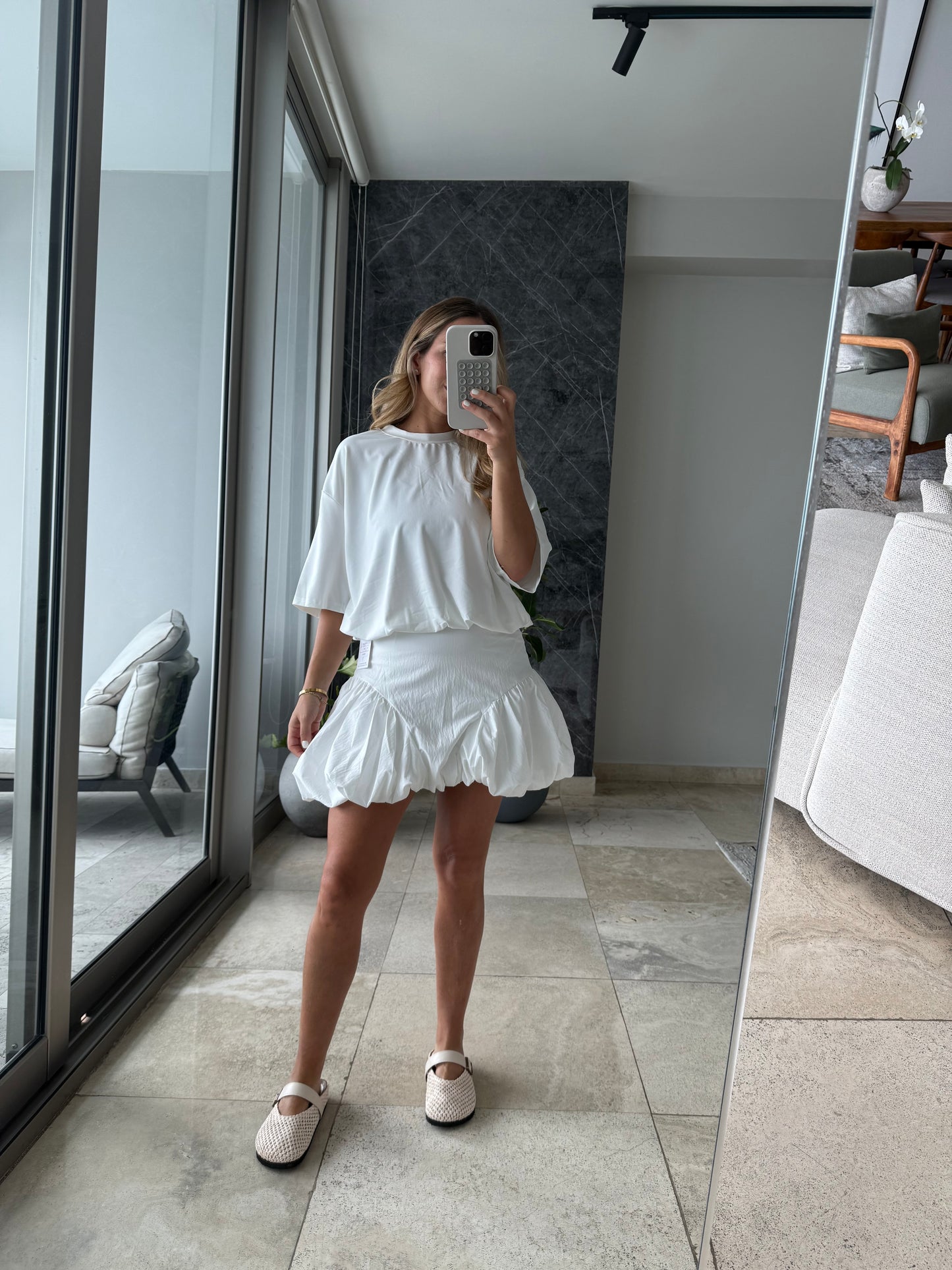 White bubble tshirt dress
