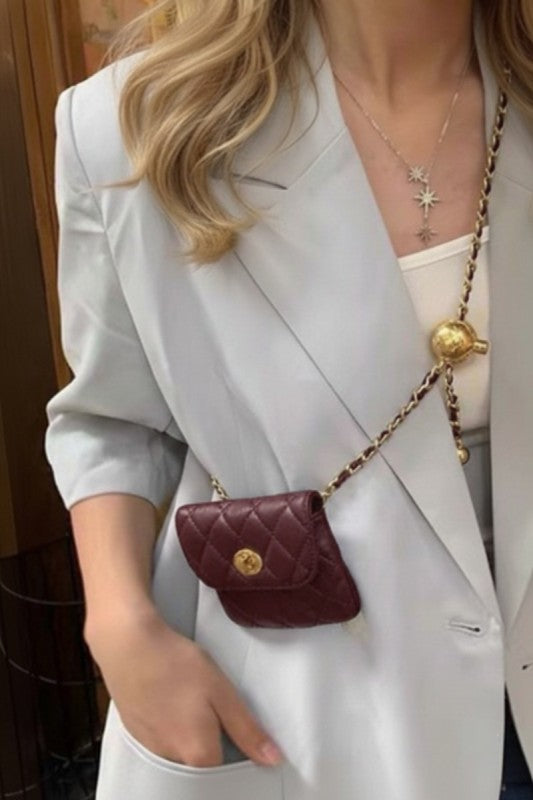 Burgundy crossbody belt chain bag 30 mayo