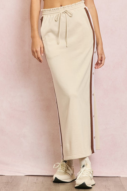 Nude color block Cotton midi skirt 22 nov