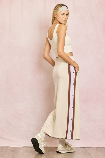 Nude color block Cotton midi skirt 22 nov