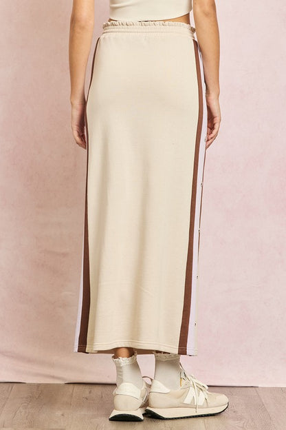 Nude color block Cotton midi skirt 22 nov