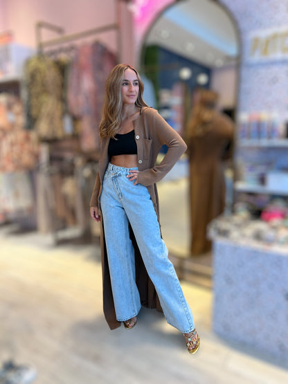 Criss cross blue jeans