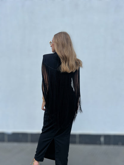 Black Fringed Dress