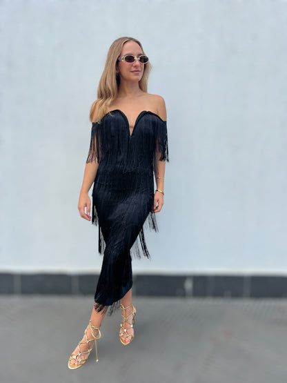 Black Fringed dress